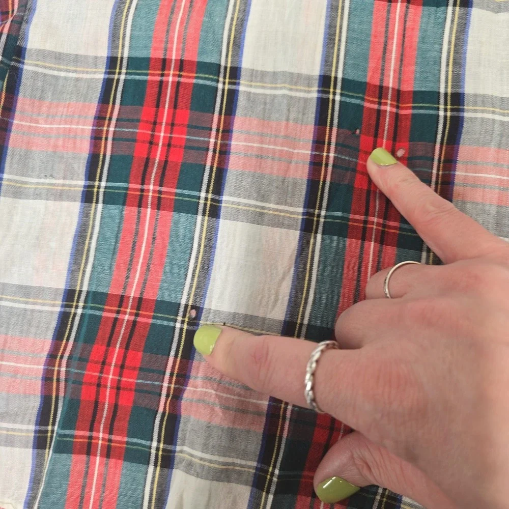 Vintage Now Breed‎ by Campus Mens Plaid Button Down Shirt Red Green 15-M-15.5